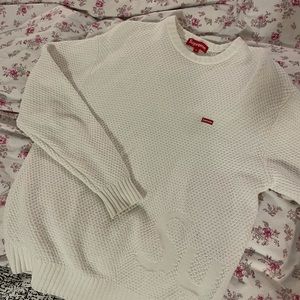 supreme white small box sweater